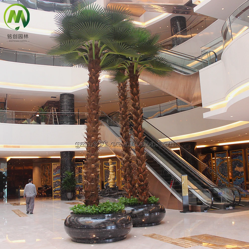 Artificial Washington Fan Palm Tree UV Proof Fiberglass Plam Tree Outdoor Artificial Palm Tree Factory Price