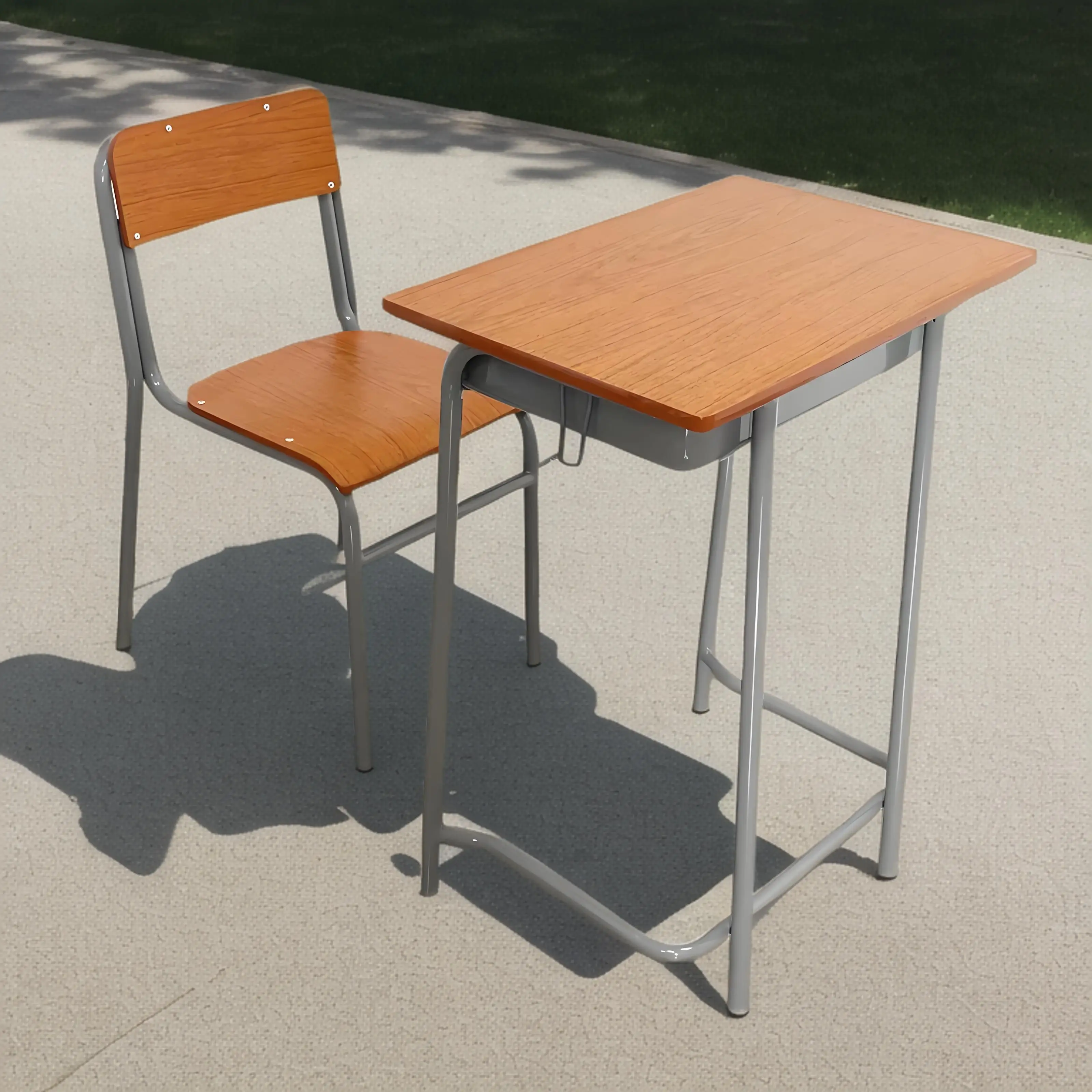 Cheap School Chairs and Desk Set Kids School Furniture Comfortable and Wooden Single Table and Chair Cover