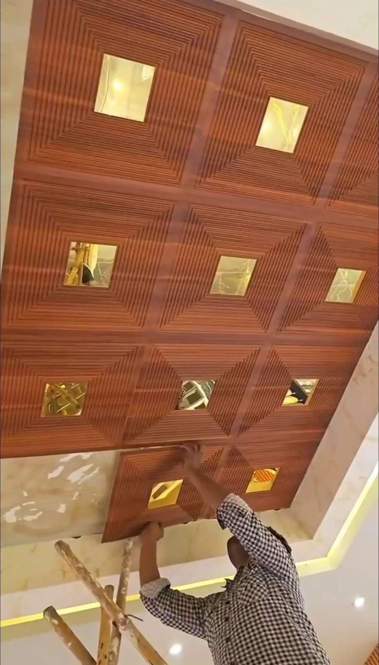 PVC Cladding Wood Wall Modern Interior Decorative 3D Fluted Pvc Wall Panels for Wall or Ceiling and Indoor TV Pvc Covering Panel