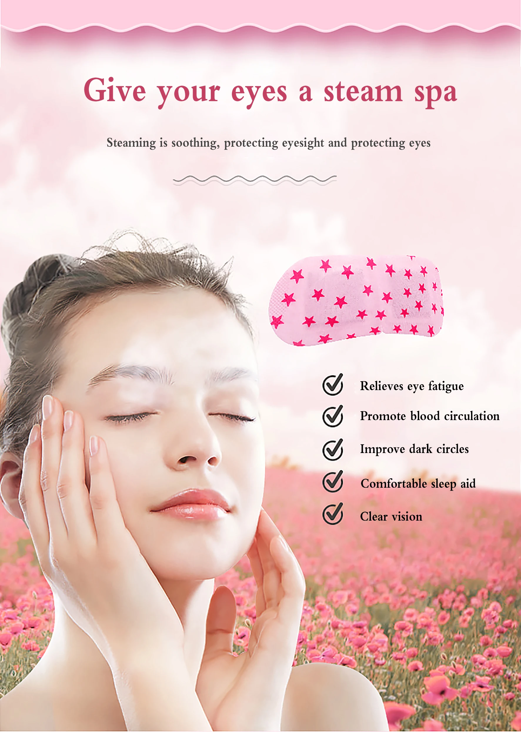 Custom Hot Steam Print Logo Eye Patch Sleeping Hot Steam Eye Patch Eye