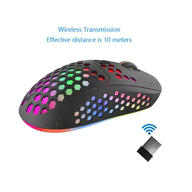 Factory Directly Supply USB Receiver RGB 7 Colors PC Mouse Wireless Optical Rechargeable Silent Wireless Gaming Mouse