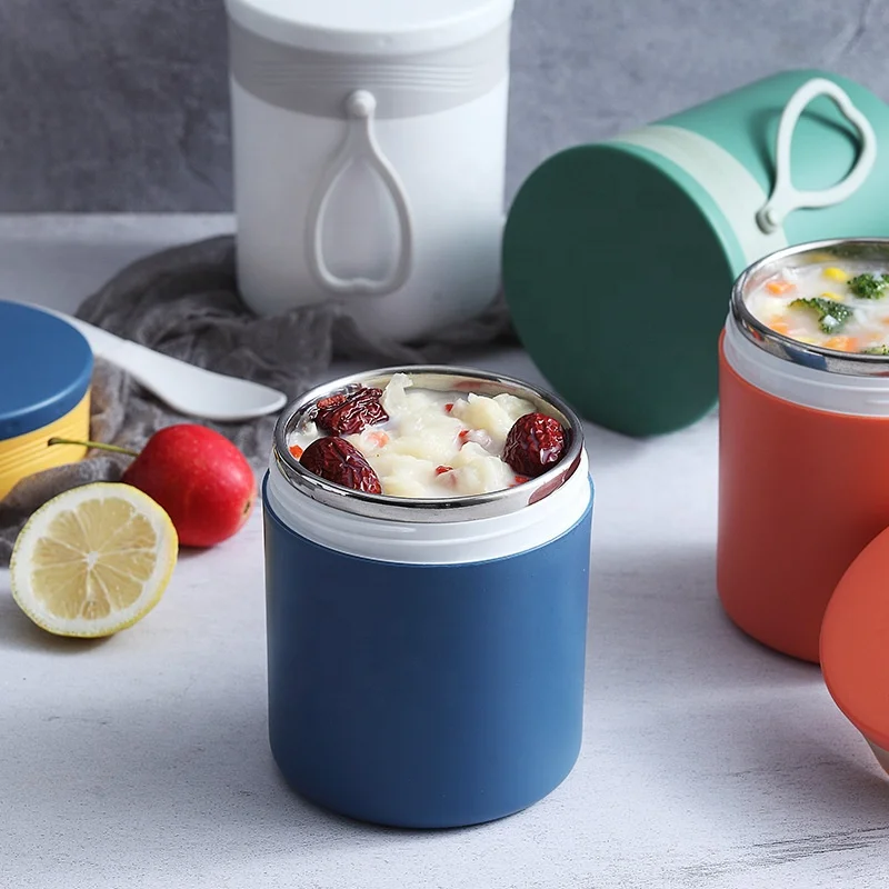 Portable to Work Food Jar Container Thermo Food Flask Kids Lunch Box Stainless Steel Soup Cup with Lid Spoon Airtight Thermos