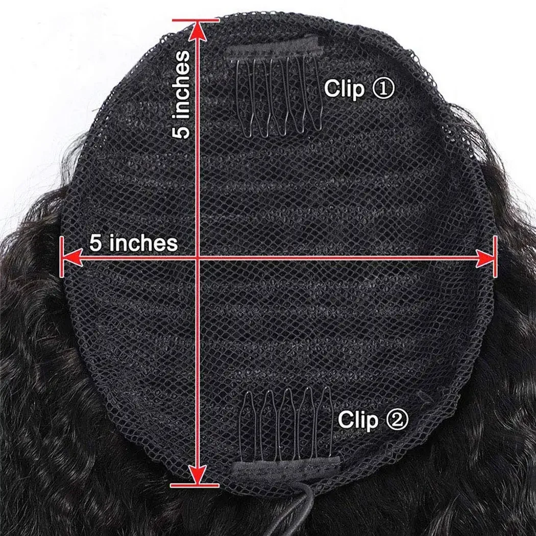 Extensii de coadă de cal cu șnur, drepte și crețe, cu clips, păr uman, păr natural Remy brazilian, 16-26 inci_voghion.com