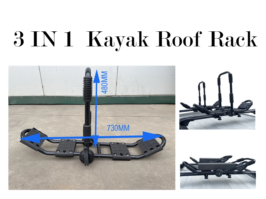 Folding Adjustable Kayak Rack J Bar Black Rooftop Cargo Carrier For Sup