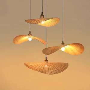 Zeal Lighting Rattan Art Bamboo Weave Chandelier Lamp Hotel Restaurant Decoration Led Bamboo Pendant Lights