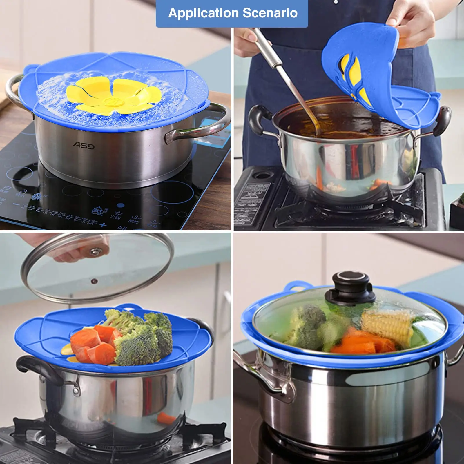 New Practical Kitchen Steamed Vege Silicone Lid Anti-overflow Pot Cover ...