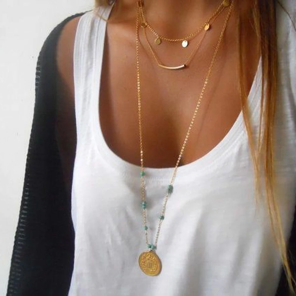 Fashion Gold 3 Layer Necklace For Women 