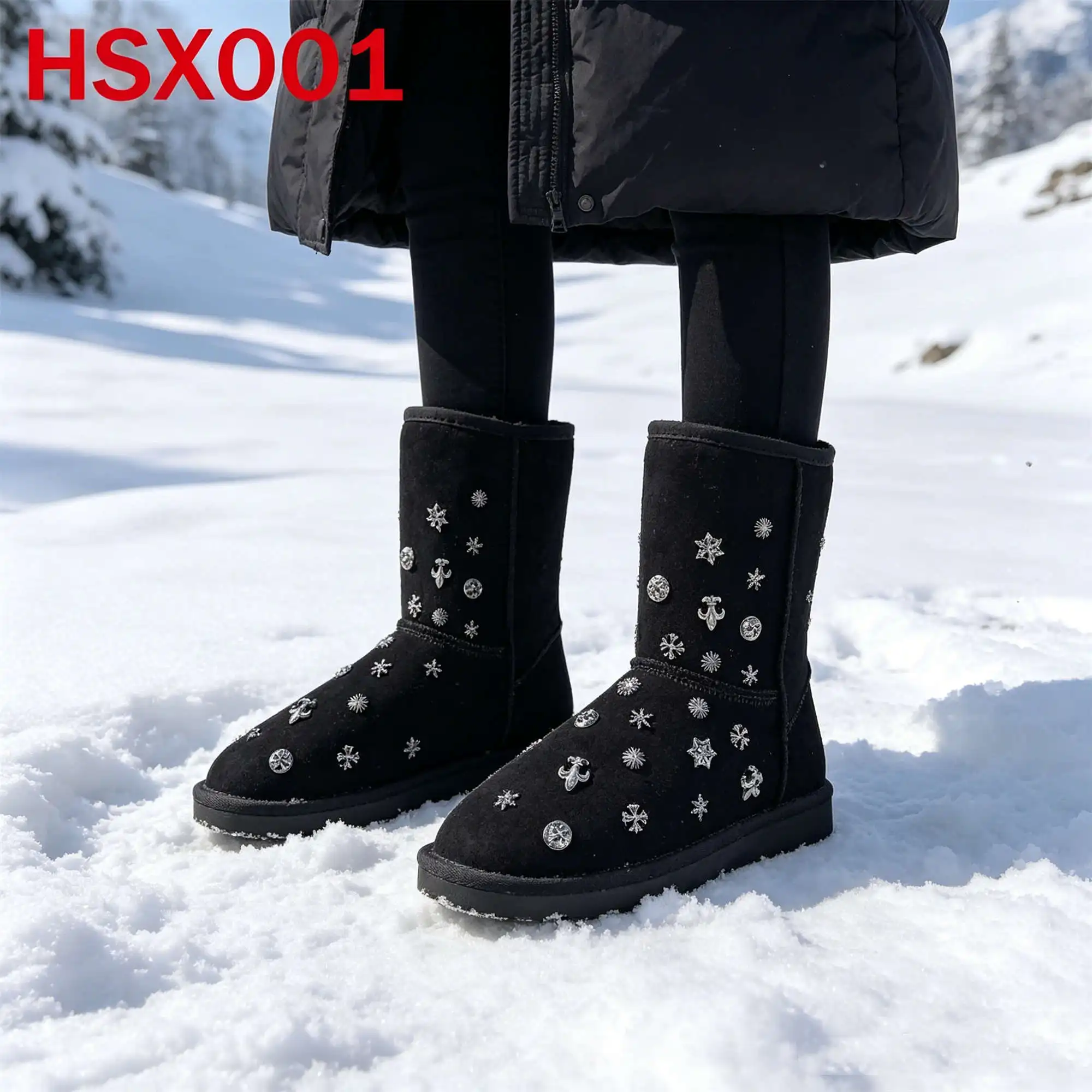 WYC,Winter Trails Cotton-padded and Thickened Snow Boots Extreme Cold Weather Sparkling Diamond Design Women Warm Boots HSX001