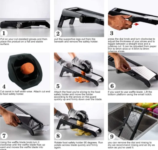 Efficient Manual Vegetable Cutter & Chopper Protective Kitchen Mandoline Slicer for Easy Fruit & Vegetable Preparation