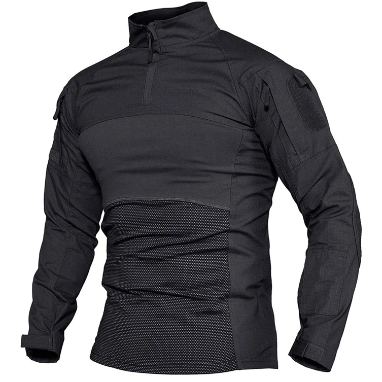 Mens' Hunting Shirts 1/4 Zip Long Sleeve Tactical Shirts Outdoor Hiking Shirts Casual Pullover Tops 