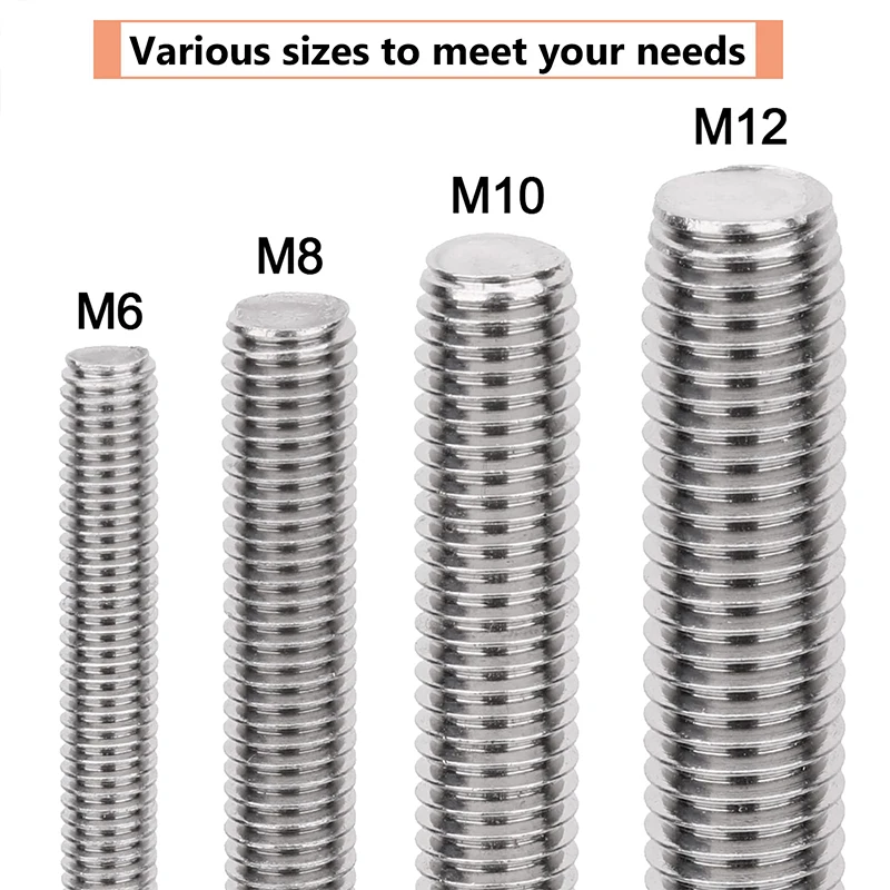 Stainless Steel Threaded Rod Full Thread Bar M2 M2.5 M3 M4 M5 M6 M8