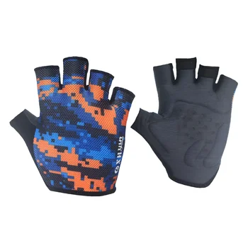 Camouflage mesh anti slip wear-resisting SBR shock-absorbing breathable custom summer half finger gym fitness sports gloves