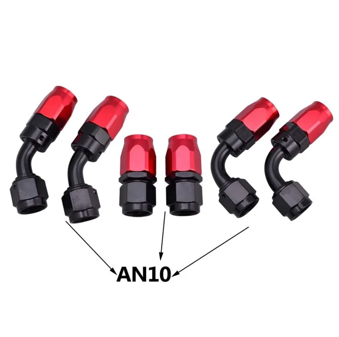 AN10 (-10 AN) Straight Fuel Swivel Fitting – Red/Black, Aluminum, Hose End Adapter