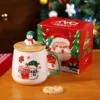 Boîte couleur individuelle pour tasse avec couvercle en bois - Style bonhomme de neige d
