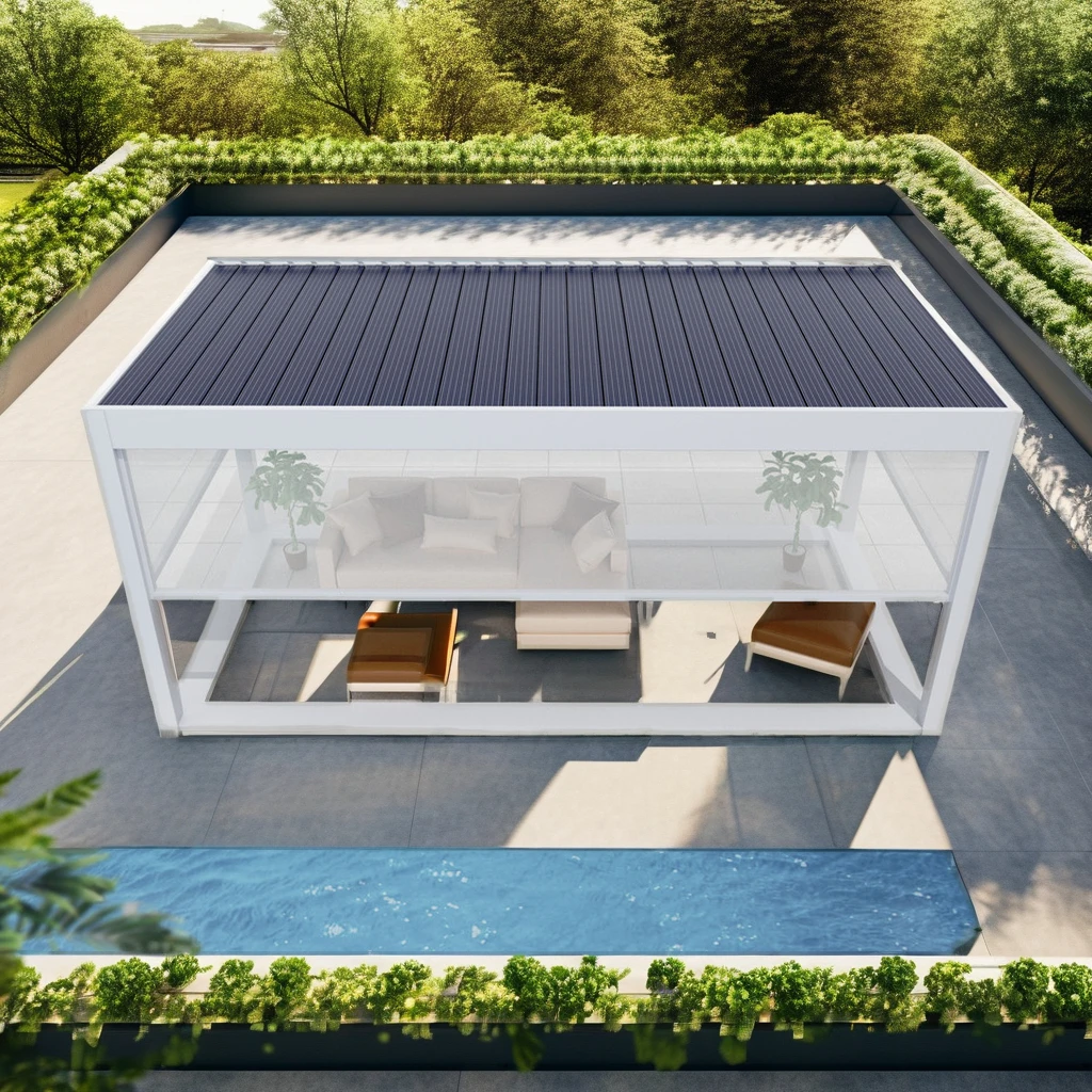 Youya  Luxury Modern Carport Structure Solar System Carport Waterproof Louver Roof Metal Garden Solar Pergola Aluminium Outdoor
