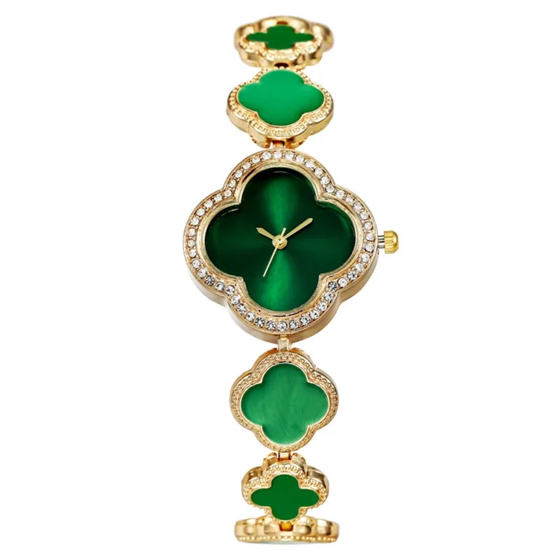 Elegant Design Charm Style Four Leaf Clover with Petals Quartz Movement Watch for Women aperçu 2
