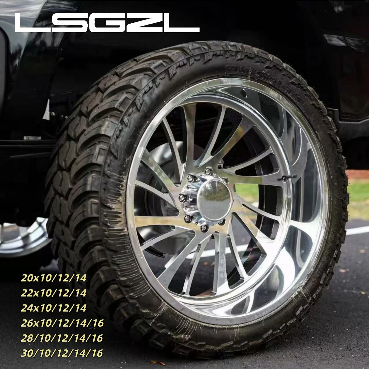 Dually 8 10 Holes Forged Black Polish Chrome Rim For Gmc GTR Ford F250 Truck For F2500 F-250 F-350