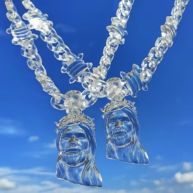 Personalized Customization Hip Hop  Punk Cuban Chain Acrylic clear Choker Necklace