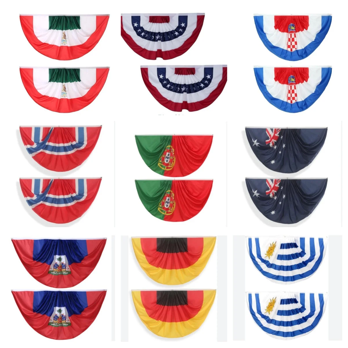 High Quality National Pleated Fan Flag Bunting World Soccer Matches Fan Flag Banner Indoor/Outdoor/Front Porch Decorations_voghion.com