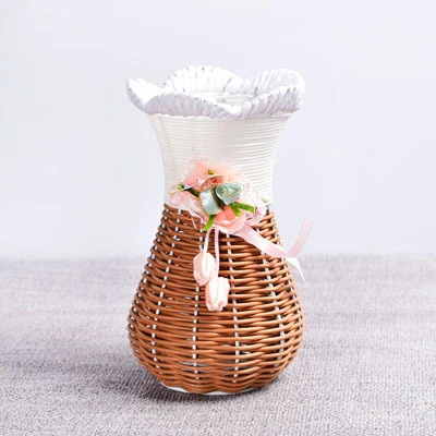 Сделанный на заказ ручной ткацкий новый дизайн PP ротанга имитация сушеных цветочных ваз украшение