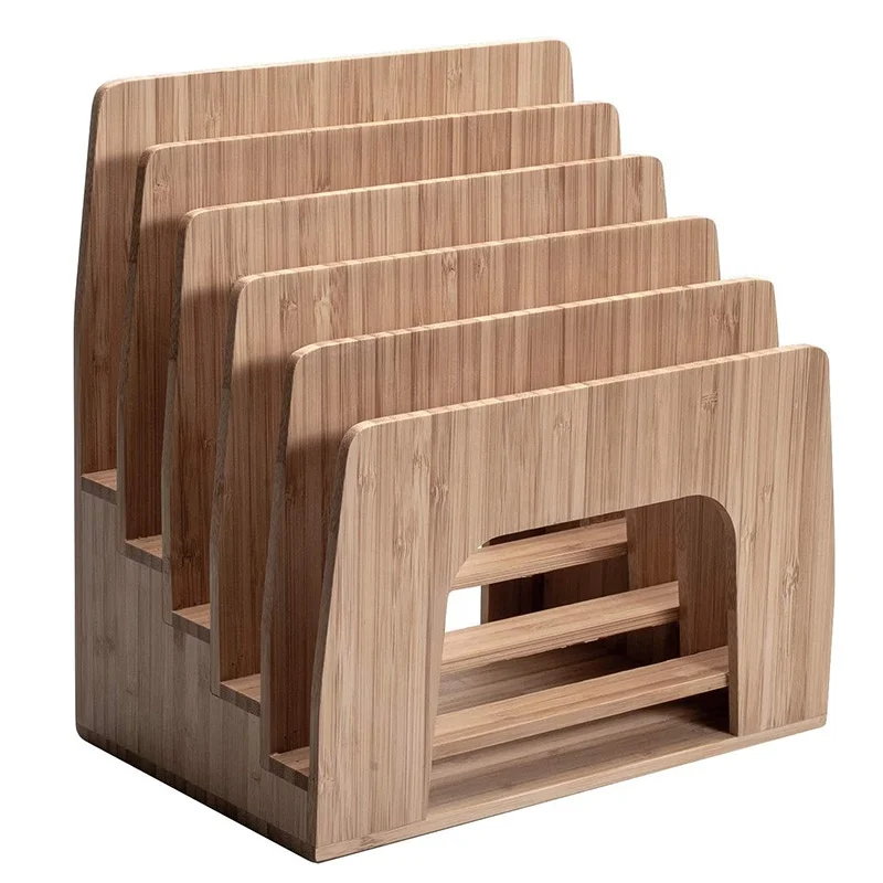 
Бамбуковая настольная Складная папка для файлов, органайзер и бумажный поднос, вертикальные секции, сортировщик, 5 слотов 