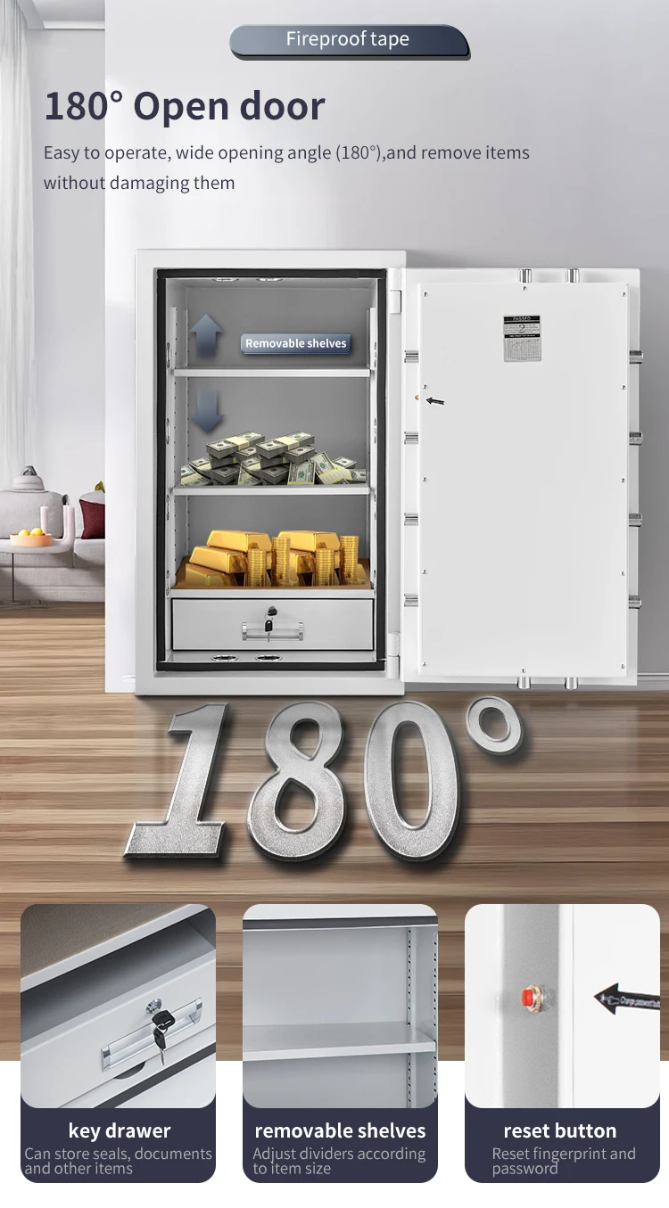 CEQSAFE Foshan New Designed 2 Hours Fireproof Large Heavy Fire Resistant Fingerprint Home Bank Office Deposit Safe Box manufacture