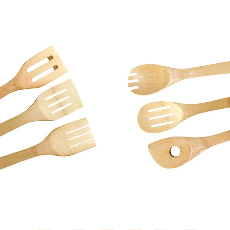 Taasmoog 6 cucchiai di legno utensili da cucina, cucchiai in legno di bambù, cucchiaio di bambù scanalato, spatole in legno, utensili da cucina in legno di alta qualità