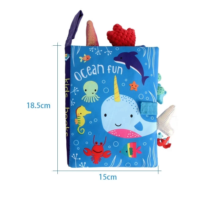 Interactive Inflatable Soft Sound Animal-Themed Geometric Shape Cloth Puzzle Book Toy Kids Early Learning Baby Tearing Tail