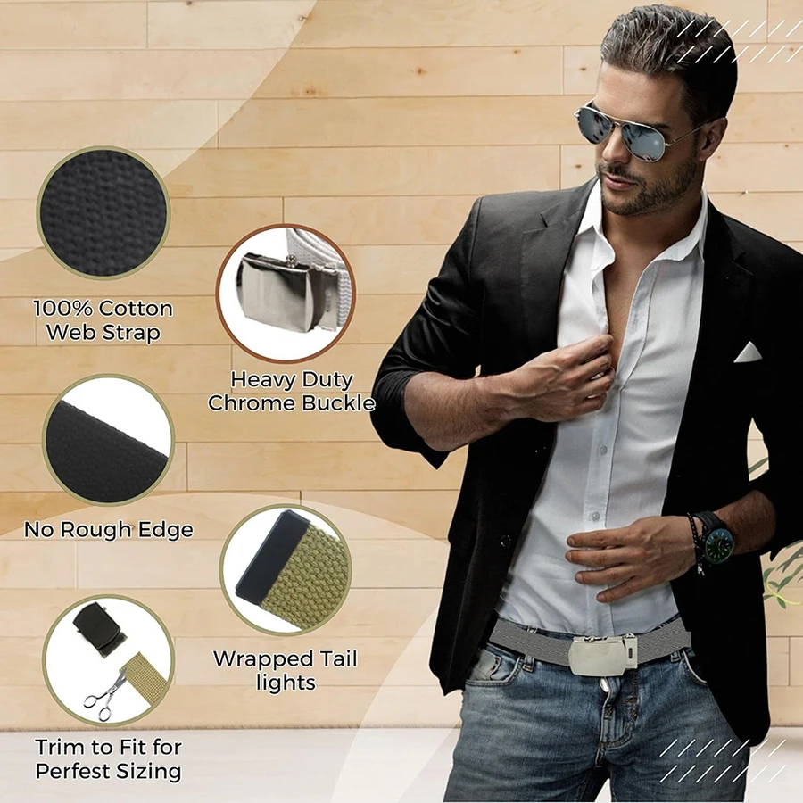 Wholesale Adjustable Training Web Belt Wear-resistant Multifunctional Cotton Canvas Color Webbed Tactical Belt