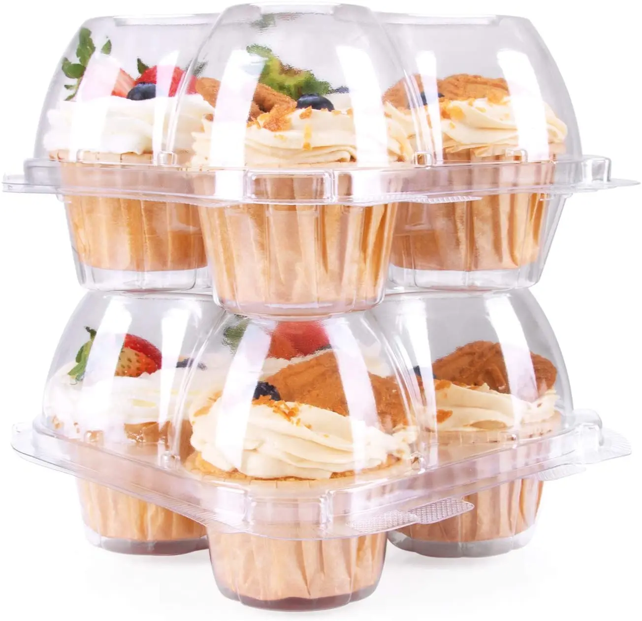 4 Cavity Cupcake Boxes Stackable Cupcake Carrier Holder,Clear Cupcake ...