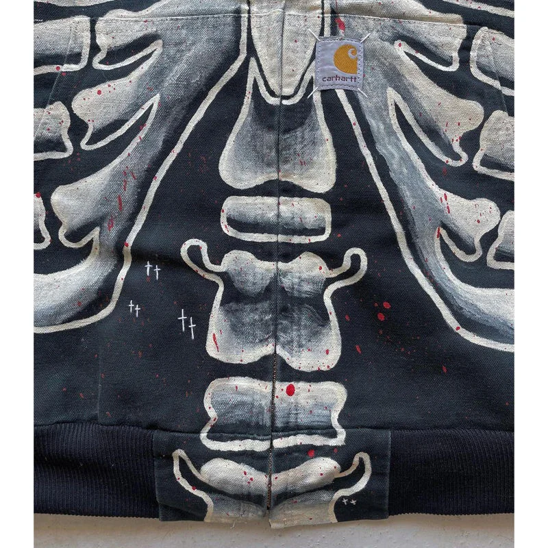 Custom Zip up Hooded Jean Denim Jacket Acid Wash Oversized Cotton Blank Duck Canvas Streetwear Vintage Work Workwear Jackets Men gallery 2