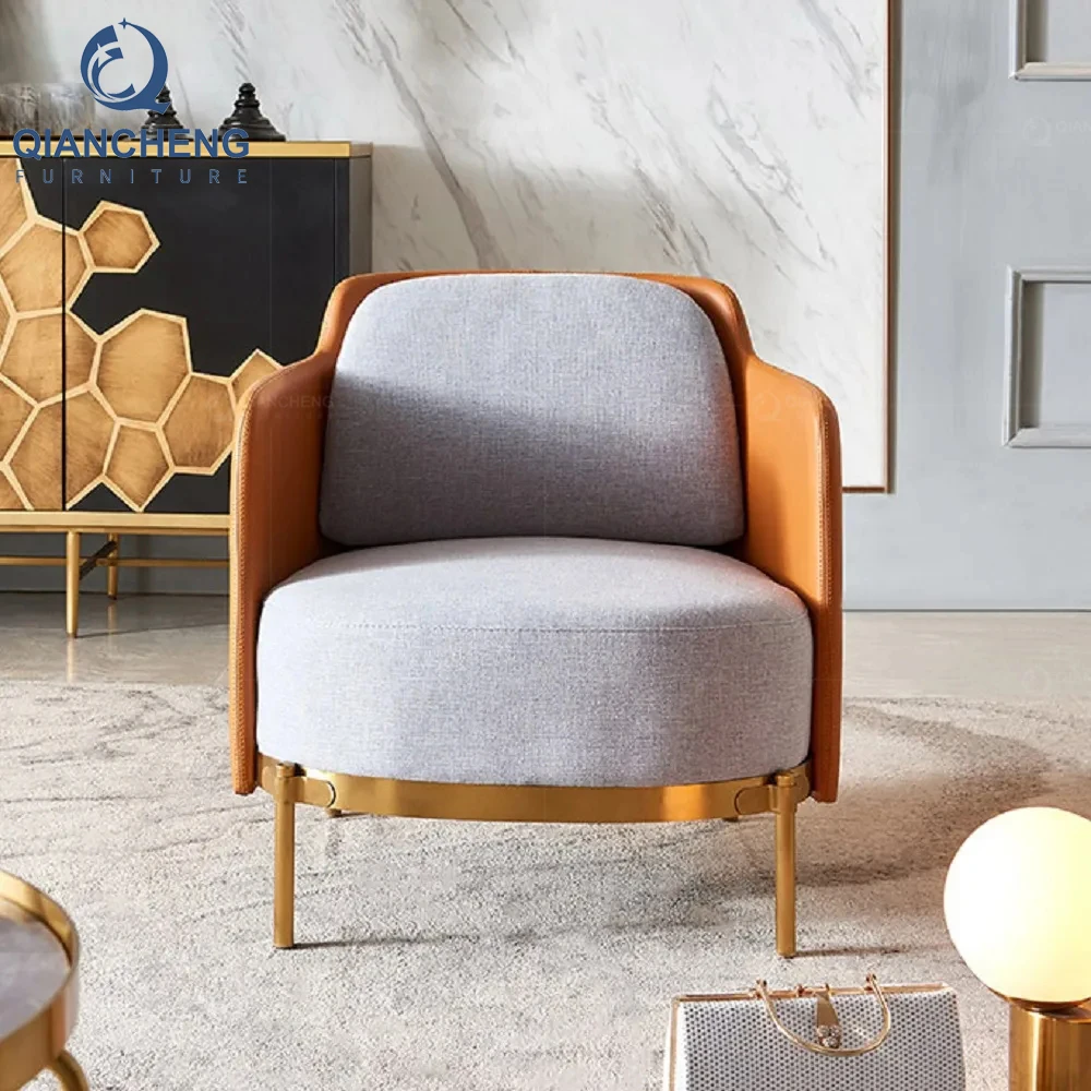 Houndstooth Pattern Fabric Classic Armchair Sofa Modern Accent Chairs