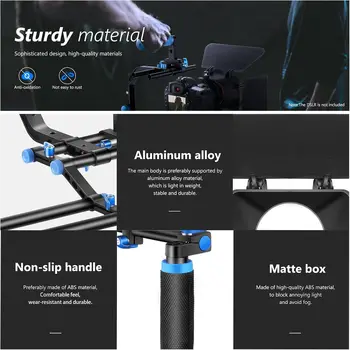 Neewer Shoulder Rig Kit for DSLR Cameras and Camcorders, Movie Video Film Making System with Matte Box, Follow Focus, C-Shaped detail image