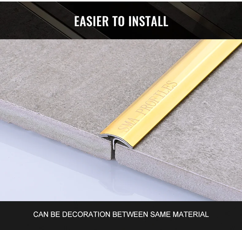 SMAProfiles Modern Metal Tile Trim T Shaped Stainless Steel 304 Durable ...