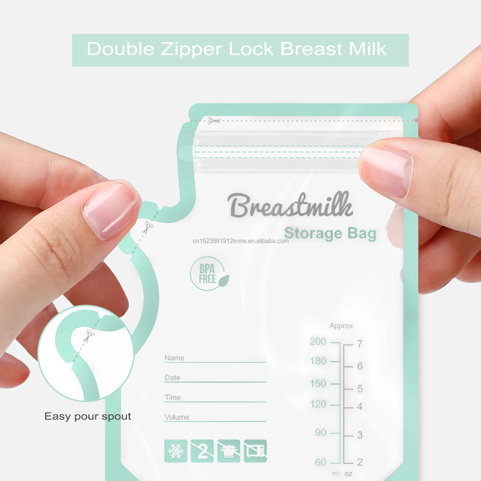 Bpa Free 200 Ml Leak Proof Zipper Seal Breastmilk Breast Milk Storage