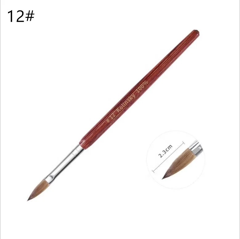 Kolinsky Sable Acrylic Nail Art Brush Red Wood Pen Nail Brush for Nail Art Manicure Tool (12#)