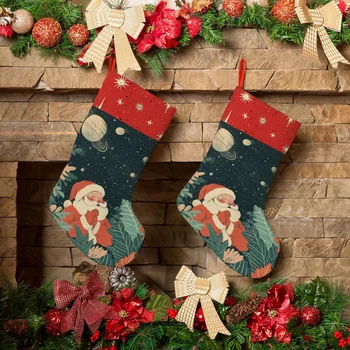 2024 Wholesale Christmas Stocking  Decorations Sublimation 100 polyester Blank  Plaid  Santa custom Stocking