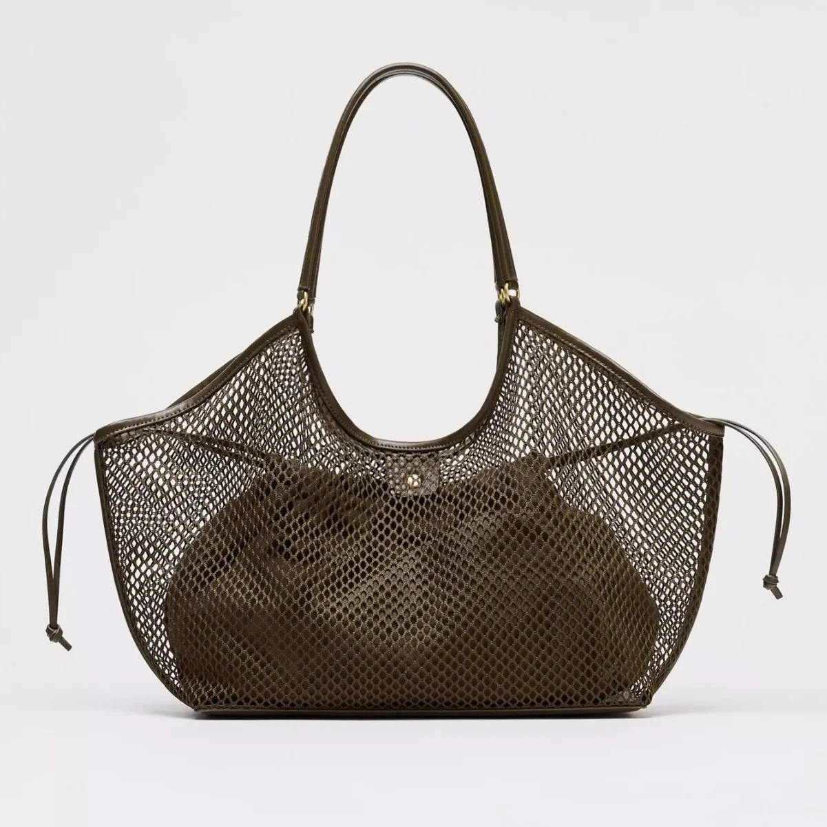 LINH YU Women’s Nylon Medium Bag 2025 Summer Simple Mesh Large Capacity Retro Commuting Design Magnetic Clasp Handheld Tote