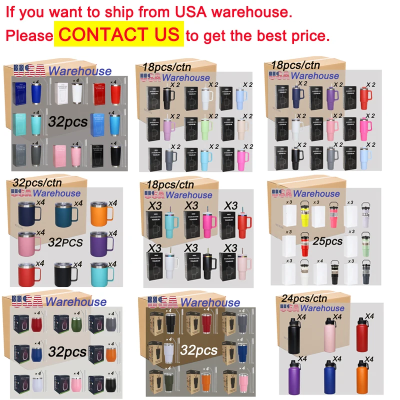 USA WAREHOUSE Blank Vacuum Double Insulated Coffee Travel Mug 20oz 30oz Stainless Steel Handle Business Gifts Leak-Proof BPA