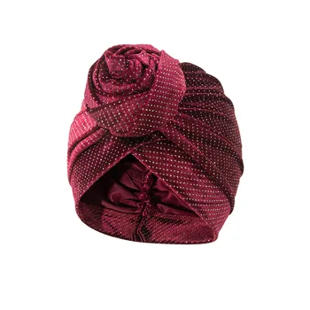 New Fashion Larger Knotted Designer Headwraps Bright Spot Fabric Turbans For Ladies Summer Spring Wholesale Bonnets