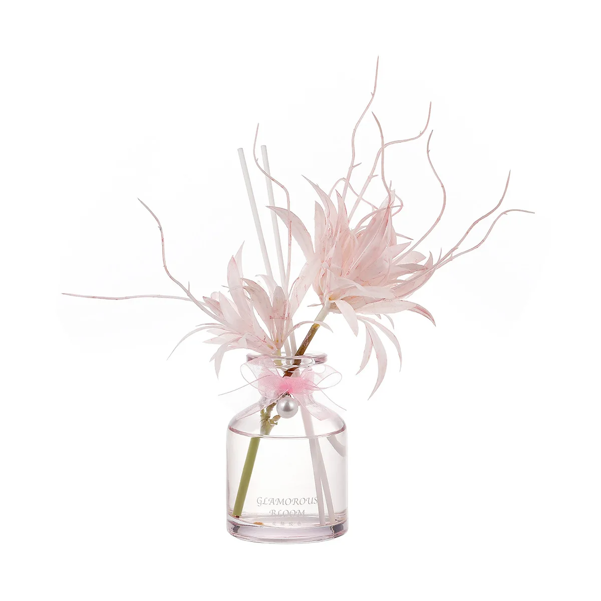 Reed Diffuser Custom Home Decoration Glass Reed Diffuser Fire Free Aromausible Dried Flowers