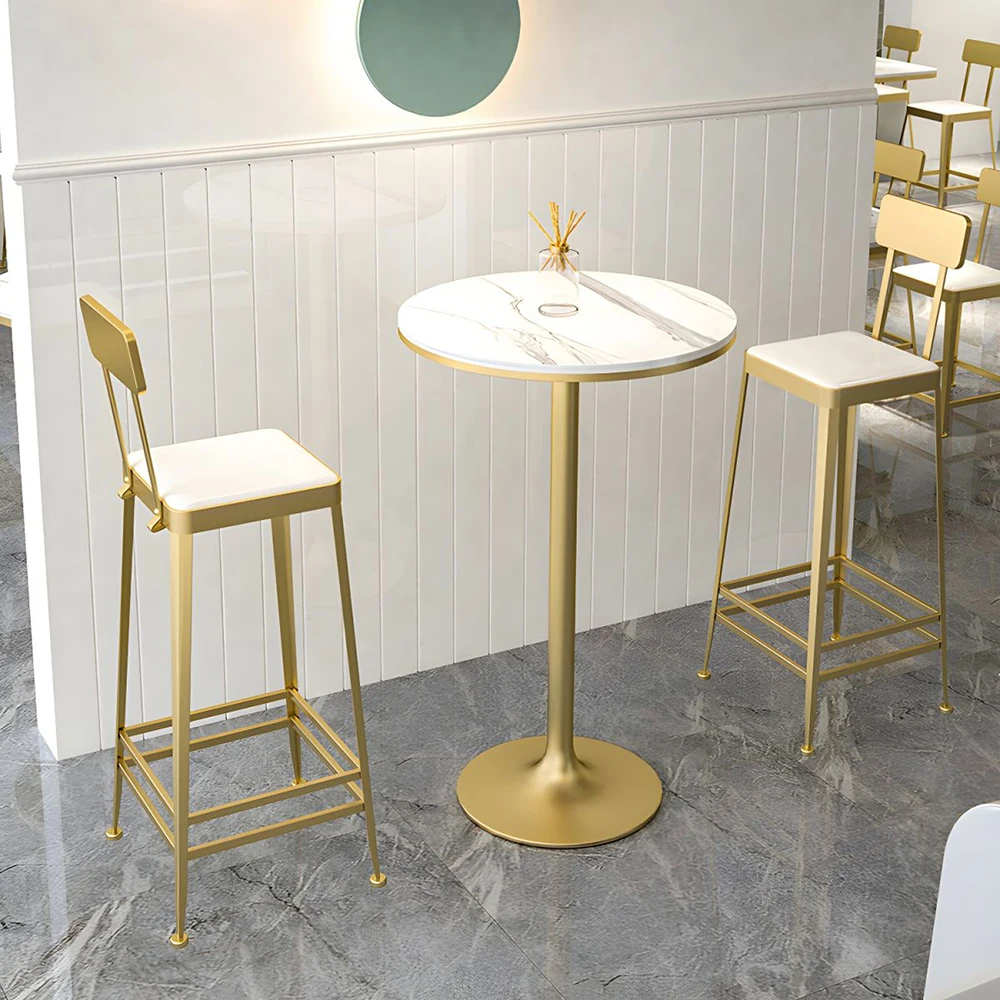 Customizable Commercial Modern Small Round Marble Top Bar Height Table