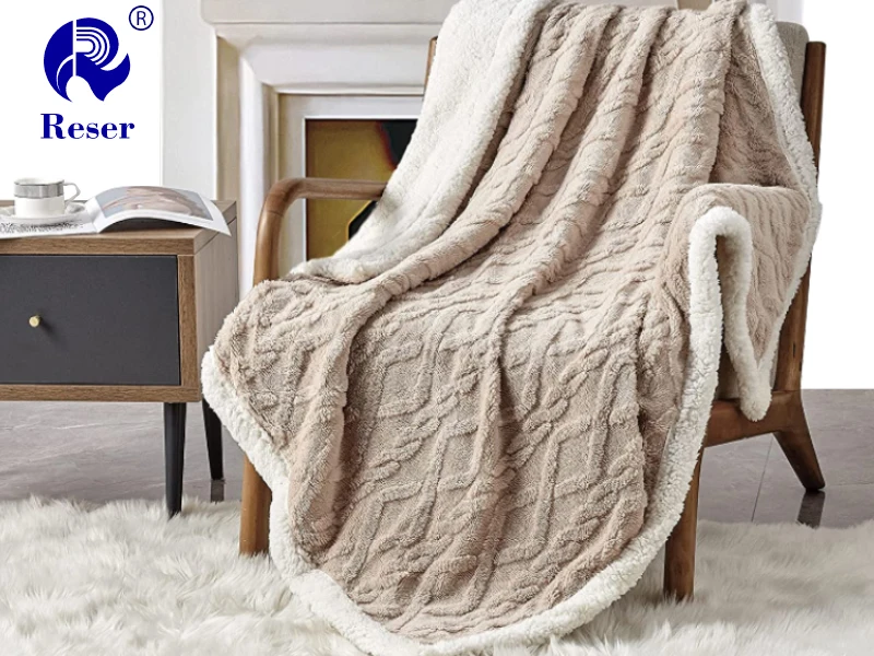 3D Jacquard Lattice Reversible Sherpa Throw Blanket Super Soft Cozy Fleece Lightweight Warm Thick Plush Fuzzy Fluffy Modern