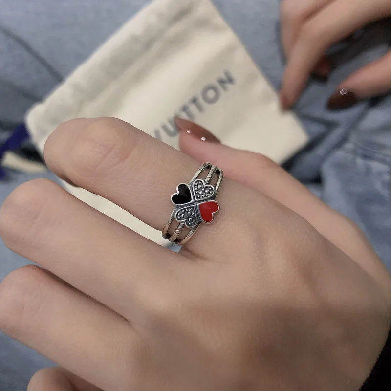 925 Sterling Silver Ring - Four Leaf Clover Puzzle Love Heart