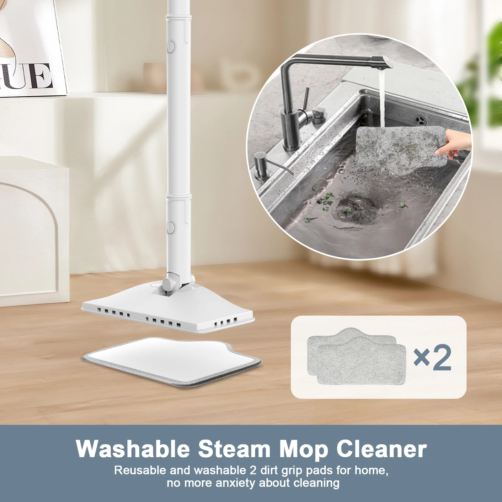 Teendow Most Popular Household Multi-Function Handheld Electric Steam Mop Cleaner Living Room Bedroom Steam Mop
