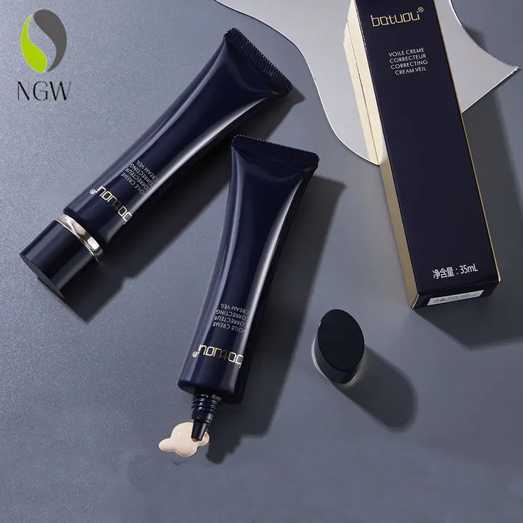 PE Tube Cosmetic Packaging 30ML40ml50ml60ml Soft Plastic Squeeze Tube Skin Care Isolation BB Cream with Long Nozzle