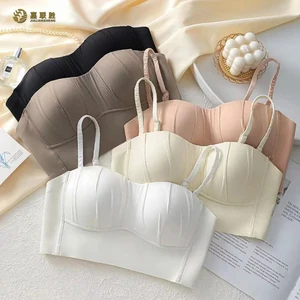 Thin Style Solid Color Anti Slip Strapless Underwear Beautiful Back Wrapped Chest Summer Seamless Bra for Women