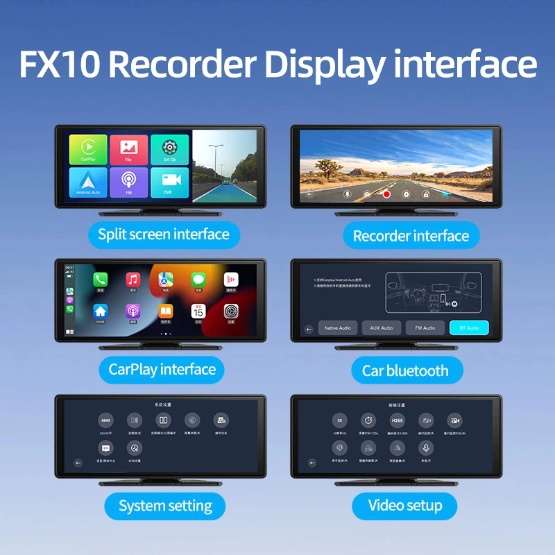 New Arrival 10.26" Dash Cam Front and Rear 4k Dual Lens CarPlay HD Car DVR GPS Black Box for Automobile Recording