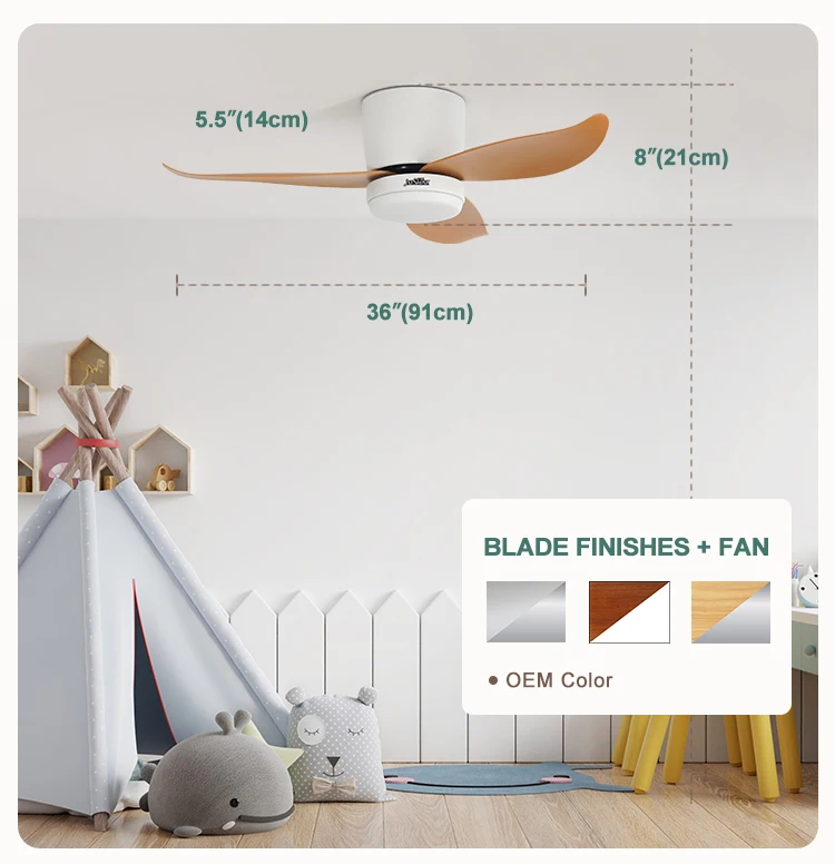 1stshine Led Ceiling Fan Mini Size 36 Inches Plastic Wood Grain Blades