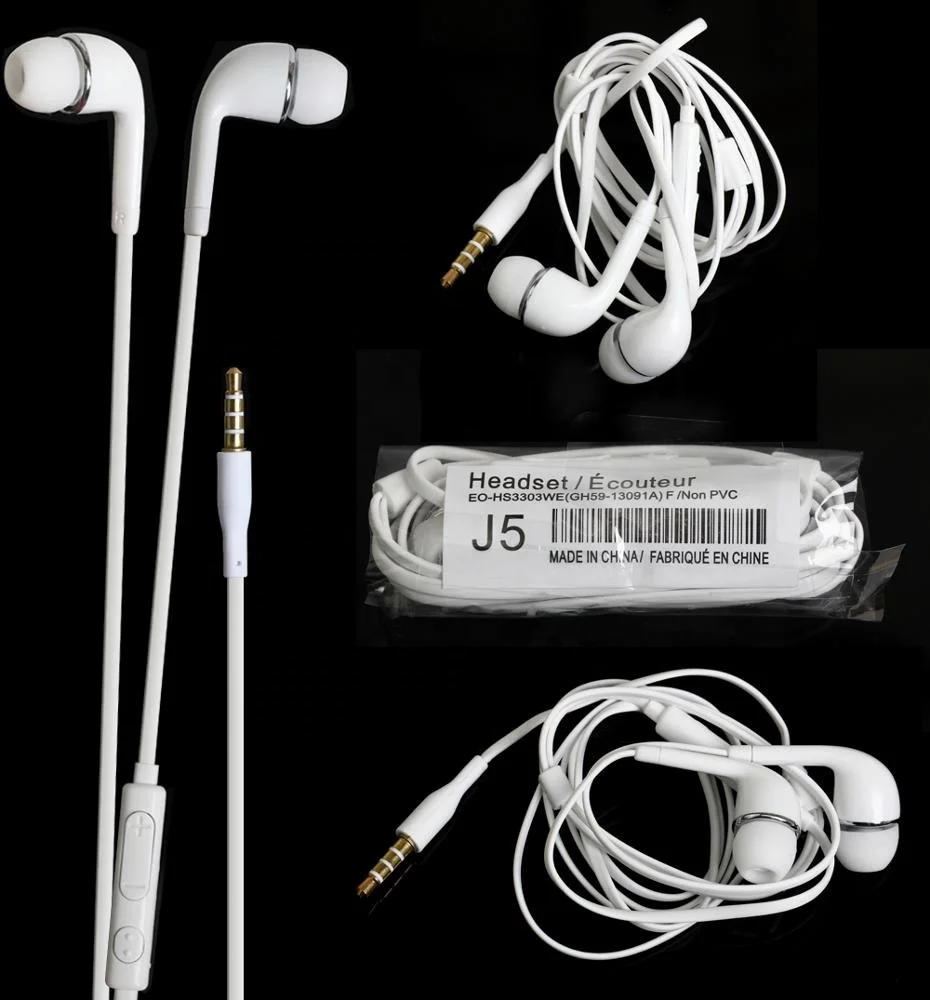 J5 3.5mm Headphones Earphones With Mic Headset Headphone Hands